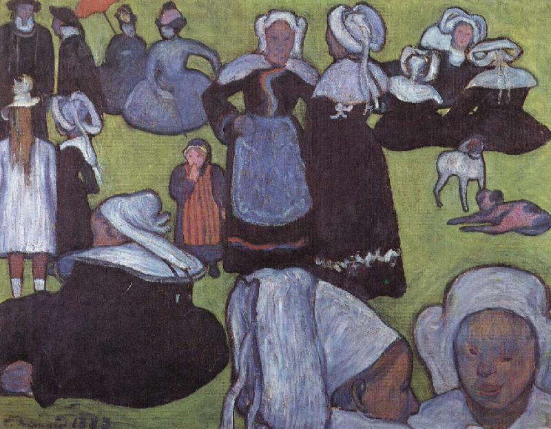 Emile Bernard breton women in meadow oil painting picture